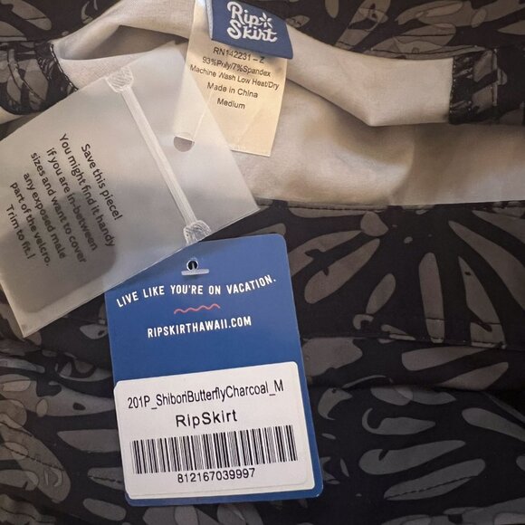 NEW RipSkirt Hawaii Length 2 Large Shibori Butterfly Charcoal Medium NWT - Picture 8 of 10